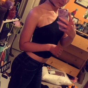 XS Black American Eagle Crop Top